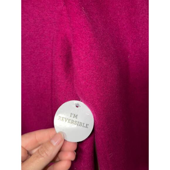 NEW Wool Reversible X-Large JACKET Blazer Open Front Viva Magenta Pink Black XL - Picture 3 of 10